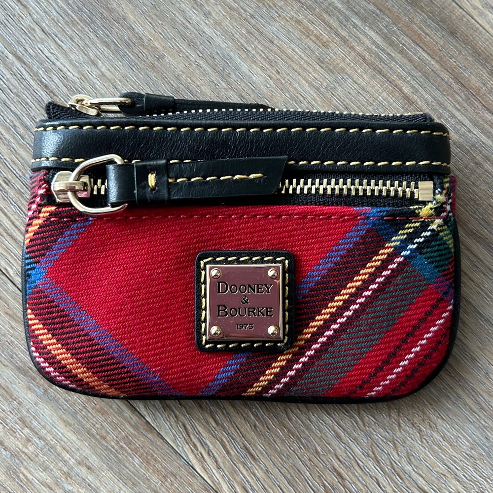 Dooney & Bourke Small Coin Case in Red Tartan